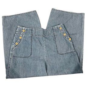 LC Lauren Conrad Women’s Cropped Wide Leg High Rise Pull On Jeans Size L